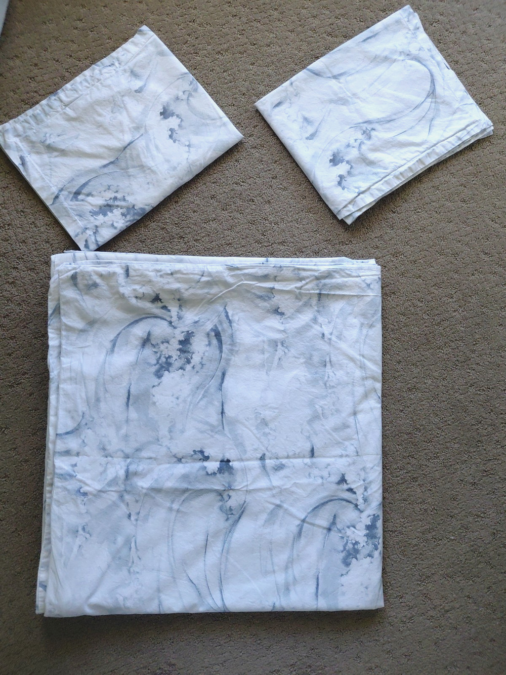 Pottery Barn Stinson Wave Full Duvet Cover 2 Standard Shams Set Ocean Wave Blue